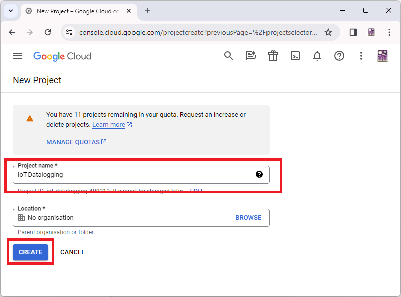 Create Google Project