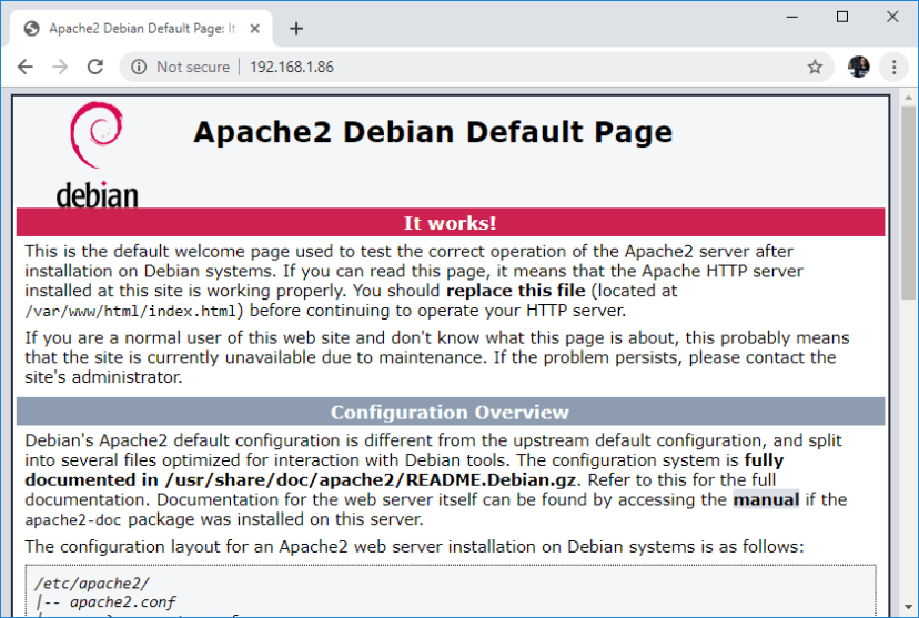 Raspberry Pi Apache2 Installed