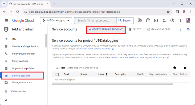 Create google service account 1