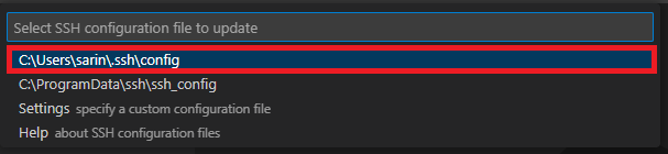 SSH configuration file VS Code Raspberry Pi