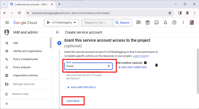 Create google service account 3