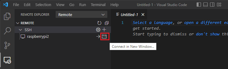 New Remote connection on new window VS Code