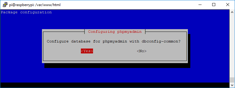 Raspberry Pi install phpMyAdmin