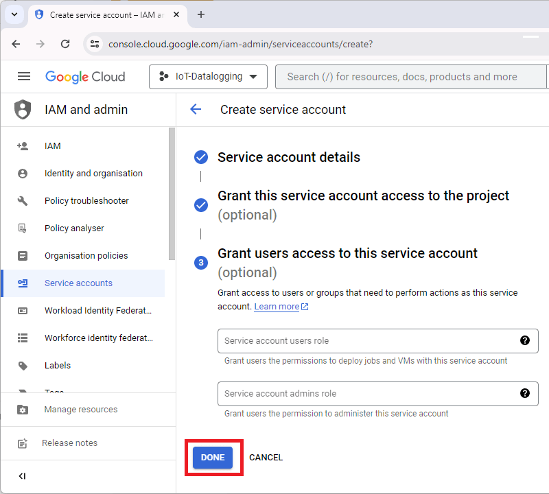 Create google service account 2