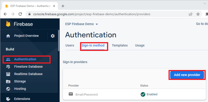 Firebase Project Add Sign In Provider