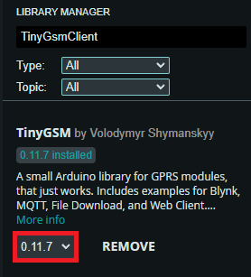 Arduino IDE 2 Install TinyGSM Library using Libraries Manager