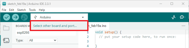 Arduino IDE 2 - select board