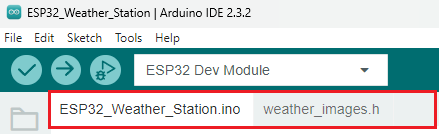 Arduino IDE tabs LVGL Load Image Arduino Code example folder weather images file