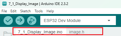 Arduino IDE tabs LVGL Load Image Arduino Code example folder