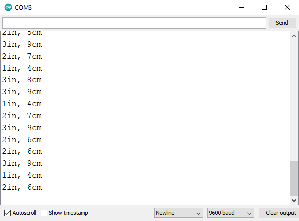 Arduino with Ultrasonic Sensor Demo Serial Monitor