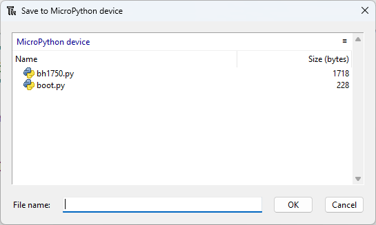 BH1750 file saved on the ESP32 and ESP8266 boards