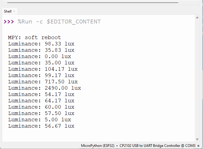 BH1750 getting luminance values on Thonny IDE ESP32 and ESP8266