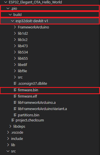 VS Code with PlatformIO Bin File Directory ESP32 ESP8266