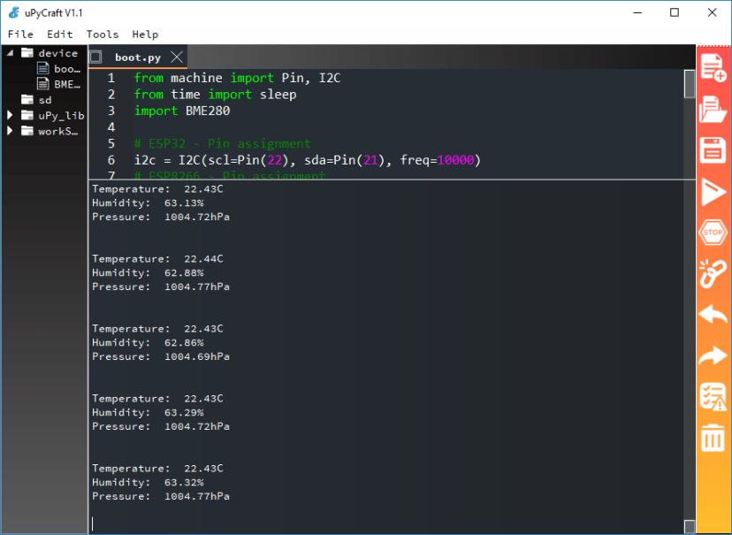 BME280 MicroPython ESP32 ESP8266 Printing Readings in Python Shell