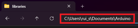 Browse to Arduino libraries folder to copy lv_conf.h file Arduino IDE 2