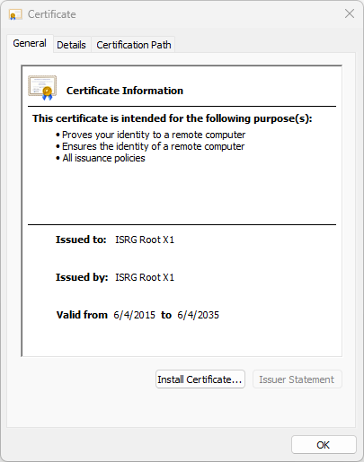 all the ssl certificate information