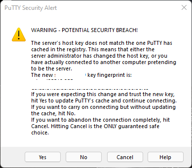 Connect to Raspberry Pi SSH Warning Message