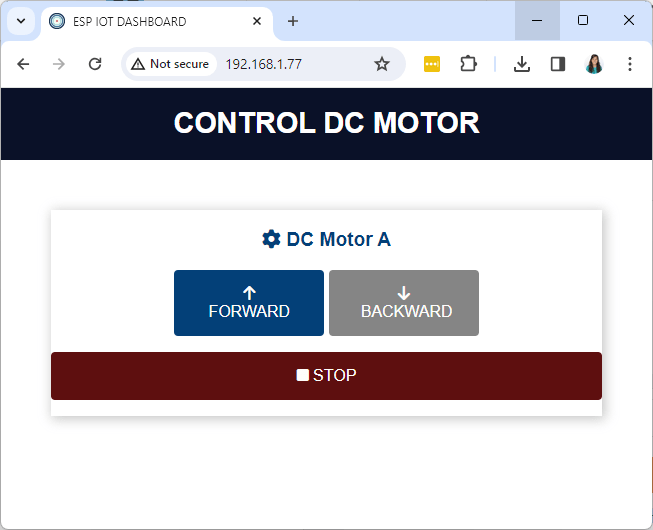 ESP8266 NodeMCU Control DC Motor using a Web server