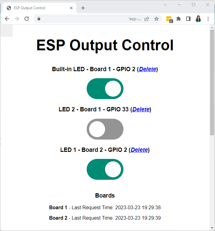 ESP32 ESP8266 Output Control Default Button and Board