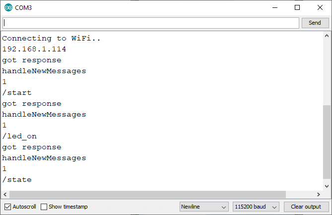 Control ESP32 ESP8266 Outputs Telegram Serial Monitor Demonstration
