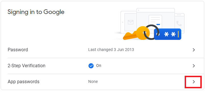 Create app password gmail