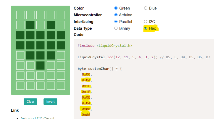 Creating icons byte array for LCD