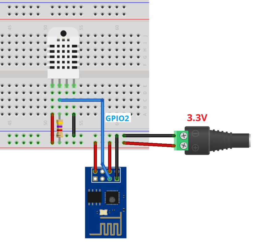 ESP-01 DHT11 DHT22 Schematic Diagram Circuit