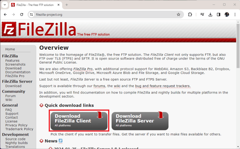 Download FileZilla File Transfer Protocol FTP Client