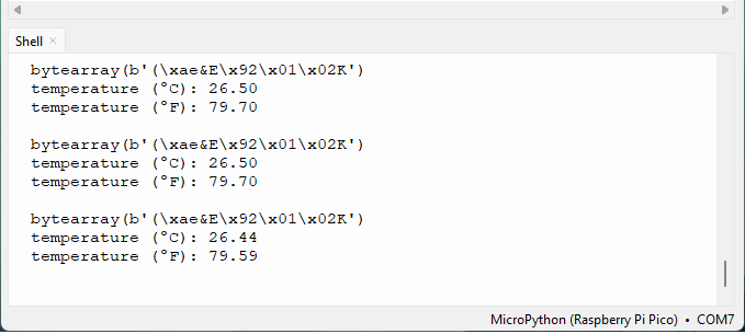 testing script on thonny ide raspberry pi pico ds18b20