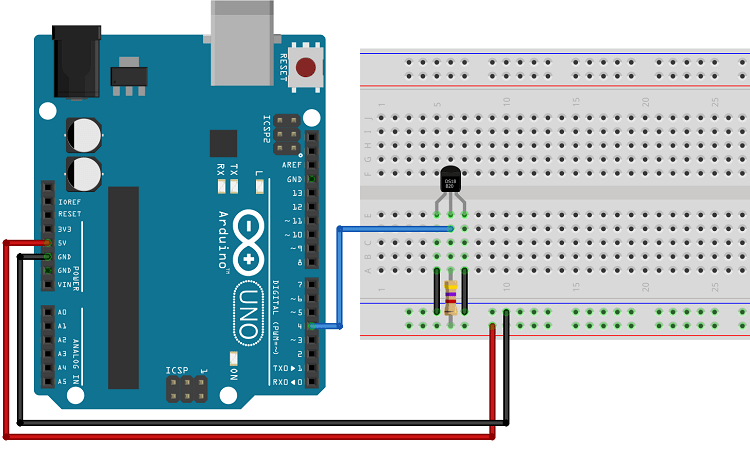 DS18B20 temperature sensor schematic wiring diagram parasite mode