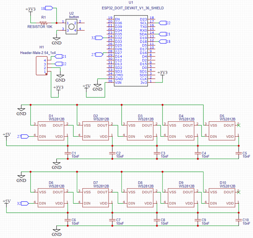 EasyEDA Circuit Diagram ESP32 Neopixel Shield PCB