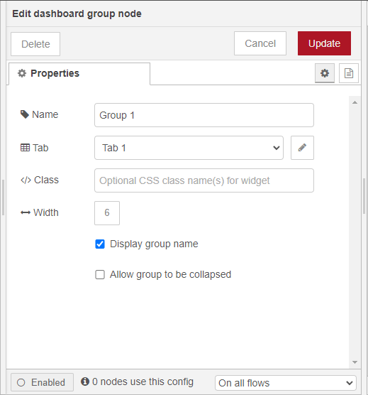edit dashboard group node