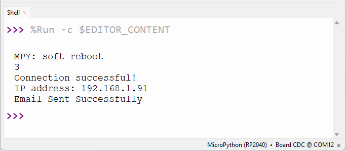 Raspberry Pi Pico Send Email Successfully