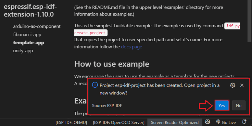 ESP-IDF ESP32 Open Project in a New Window VS Code