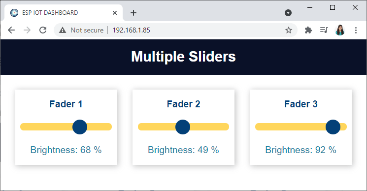 ESP32 Web Server WebSocket Project overview sliders PWM