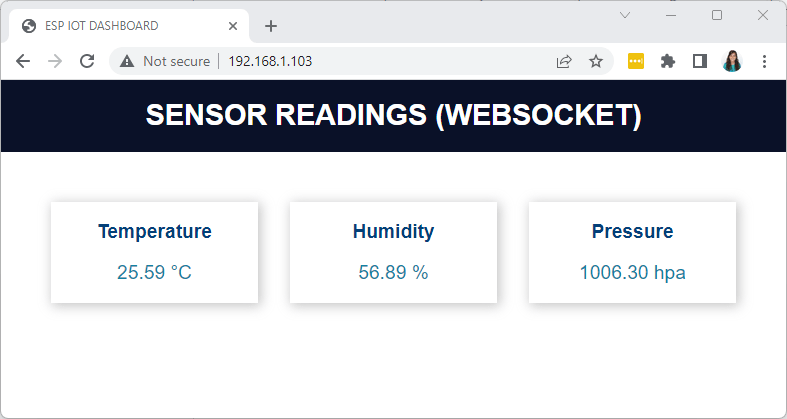 ESP32 Websocket Server Sensor Readings