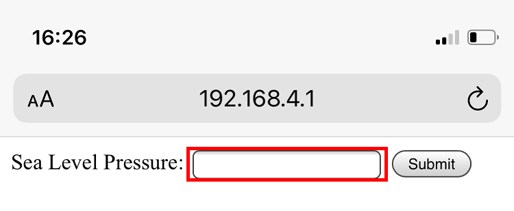HTML Form ESP32 Insert Sea Level Pressure