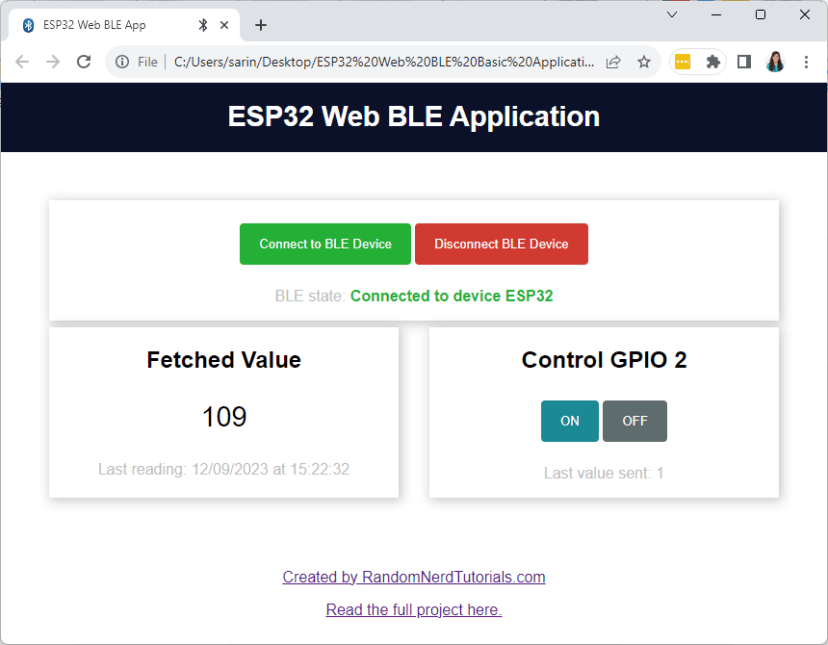 ESP32 Web BLE Application