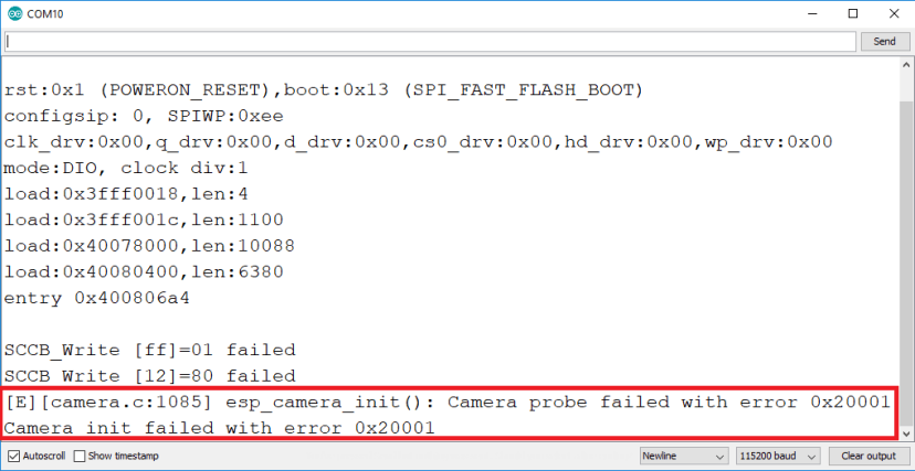 ESP32-CAM Camera init failed with error 0x20001 or similar