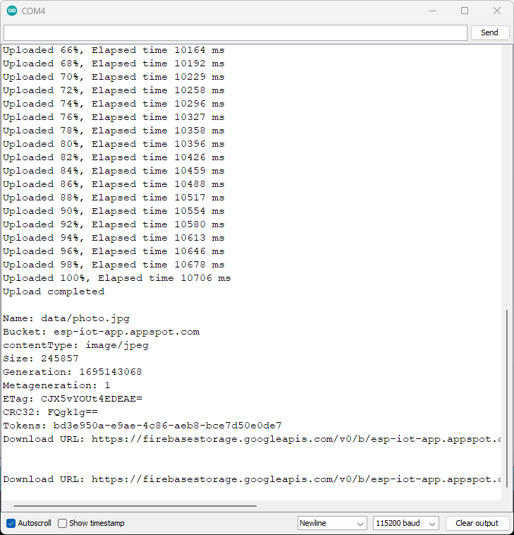ESP32-CAM Upload Picture to Firebase Storage