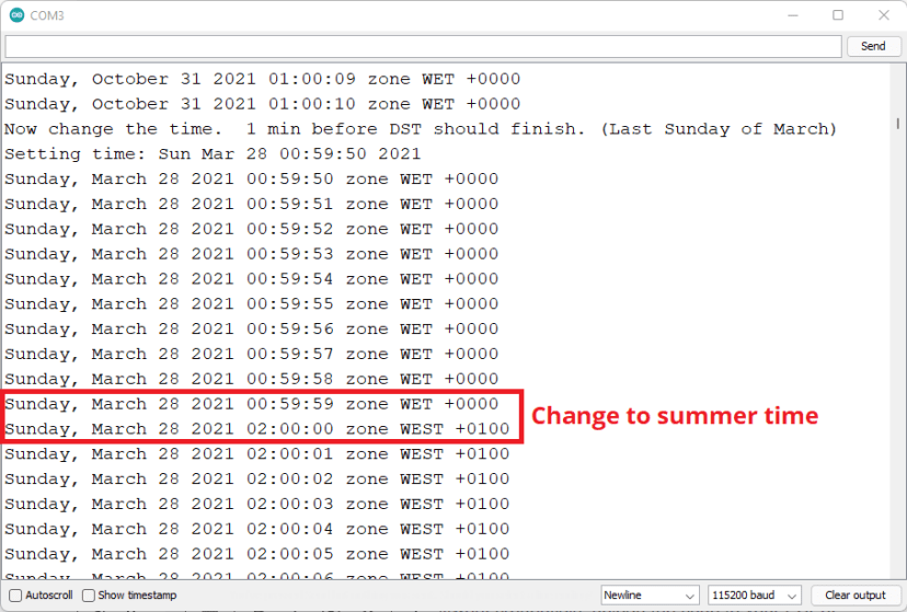 ESP32 NTP Time Adjust to Summer Time Automatically