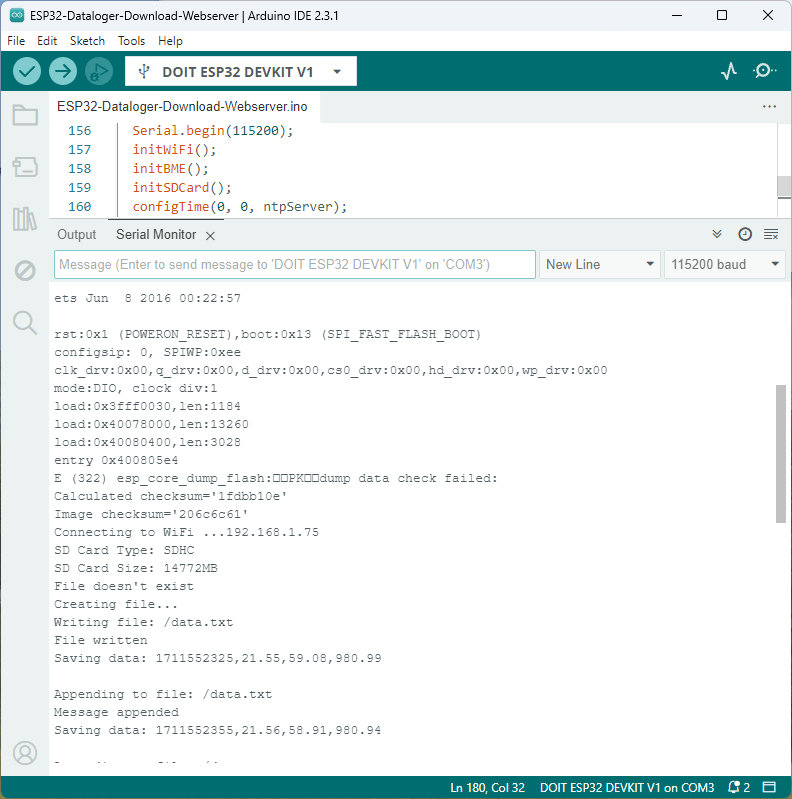 ESP32 Datalogger Web Server, download file from microSD card