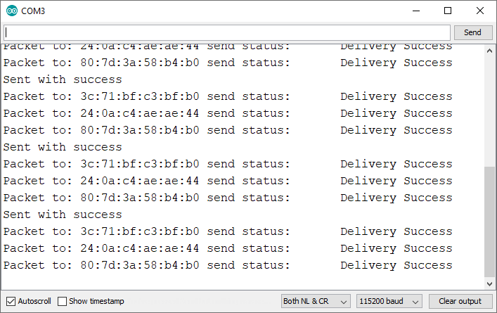 ESP32 ESP-NOW Send Data To Multiple Boards Delivery Status Serial Monitor