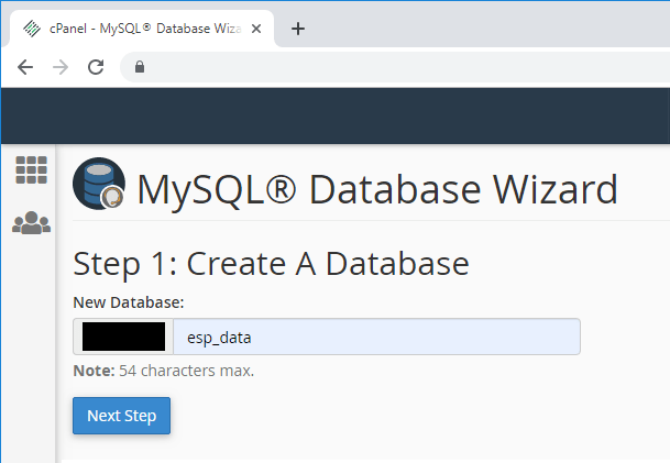 ESP32 ESP8266 CPanel Create MySQL Database
