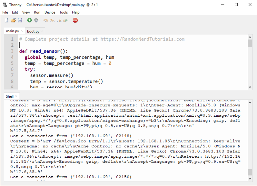 ESP32/ESP8266 DHT11 DHT22 Web Server MicroPython Demonstration