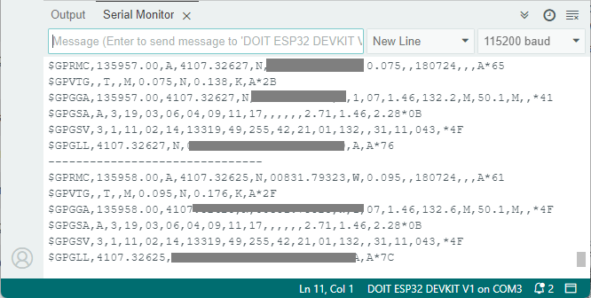 Getting Raw GPS Data with ESP32