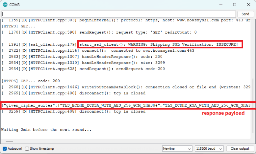 Demonstration HTTPs request ESP32