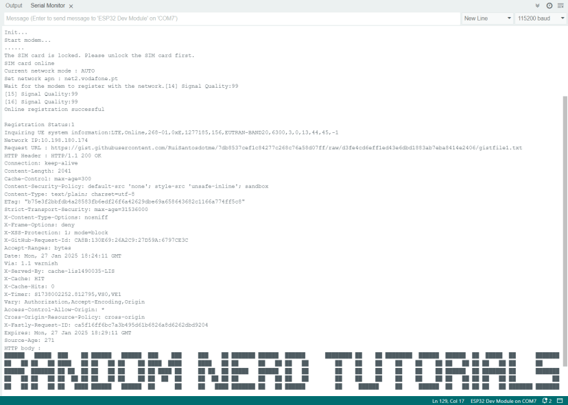 ESP32 LILYGO TTGO T-A7670G A7670E A7670SA dev board HTTPS GET Request Demonstration