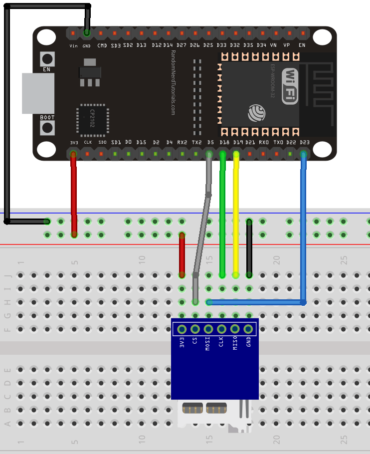 ESP32 microSD Card Module Wiring Diagram