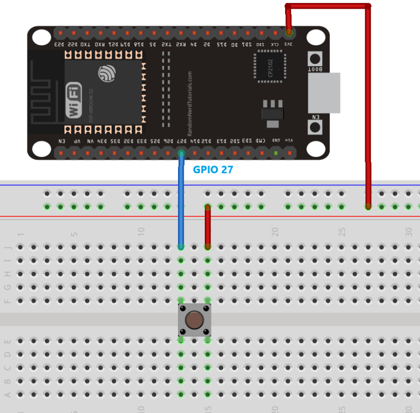 ESP32 with pushbutton with internal pull down resistor
